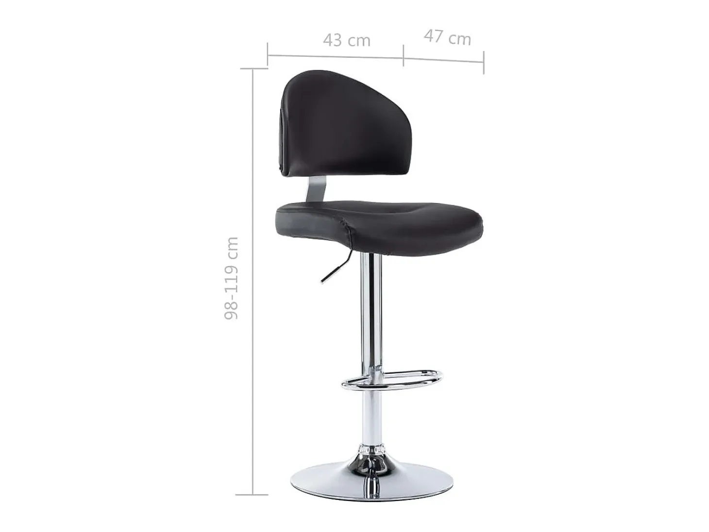 Juego de 2 taburetes de bar de piel sintética negra