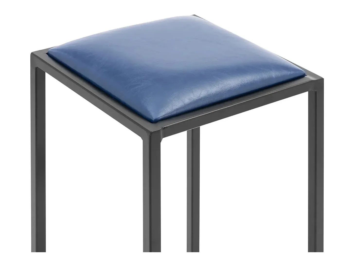 Juego de 2 taburetes de bar industriales con acolchado de PU estructura de metal con recubrimiento en polvo negro y azul 14_0010063