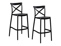 Juego de 2 taburetes de bar de plástico negro sprint h 75 cm