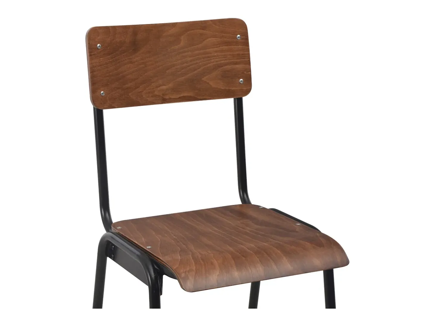 Juego de 2 taburetes de bar de madera maciza contrachapada marrón y acero