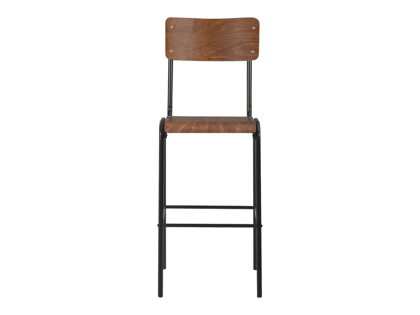 Juego de 2 taburetes de bar de madera maciza contrachapada marrón y acero