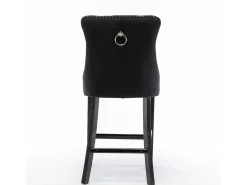 Juego de 2 taburetes de bar - Taburetes de bar con respaldo acolchado y capitoné - Terciopelo negro