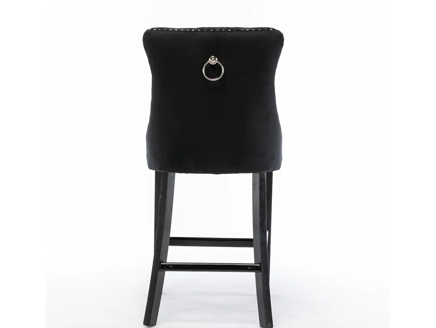 Juego de 2 taburetes de bar - Taburetes de bar con respaldo acolchado y capitoné - Terciopelo negro