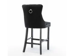 Juego de 2 taburetes de bar - Taburetes de bar con respaldo acolchado y capitoné - Terciopelo negro
