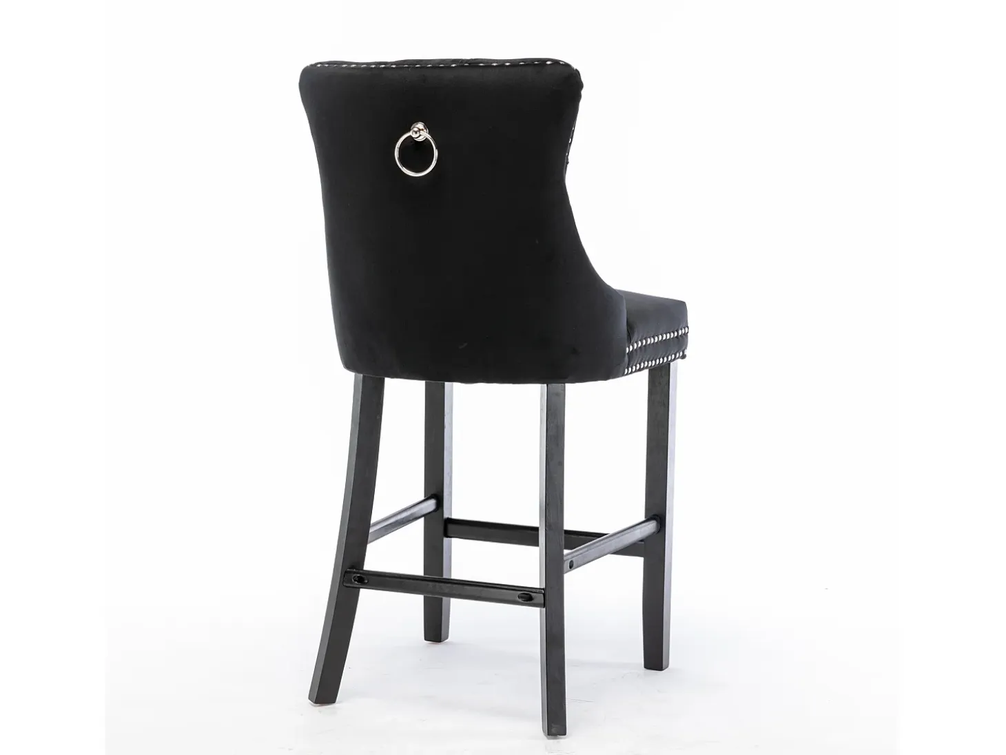 Juego de 2 taburetes de bar - Taburetes de bar con respaldo acolchado y capitoné - Terciopelo negro