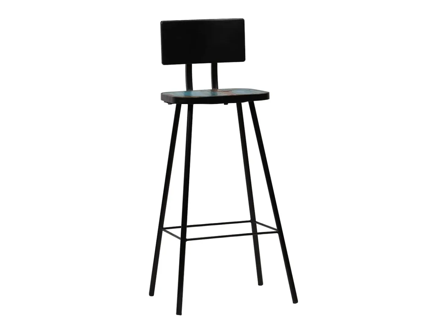 Juego de 4 taburetes de bar de madera maciza recuperada