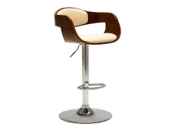 Juego de 2 Taburetes de cocina madera curvada cuero sintético crema ES38158