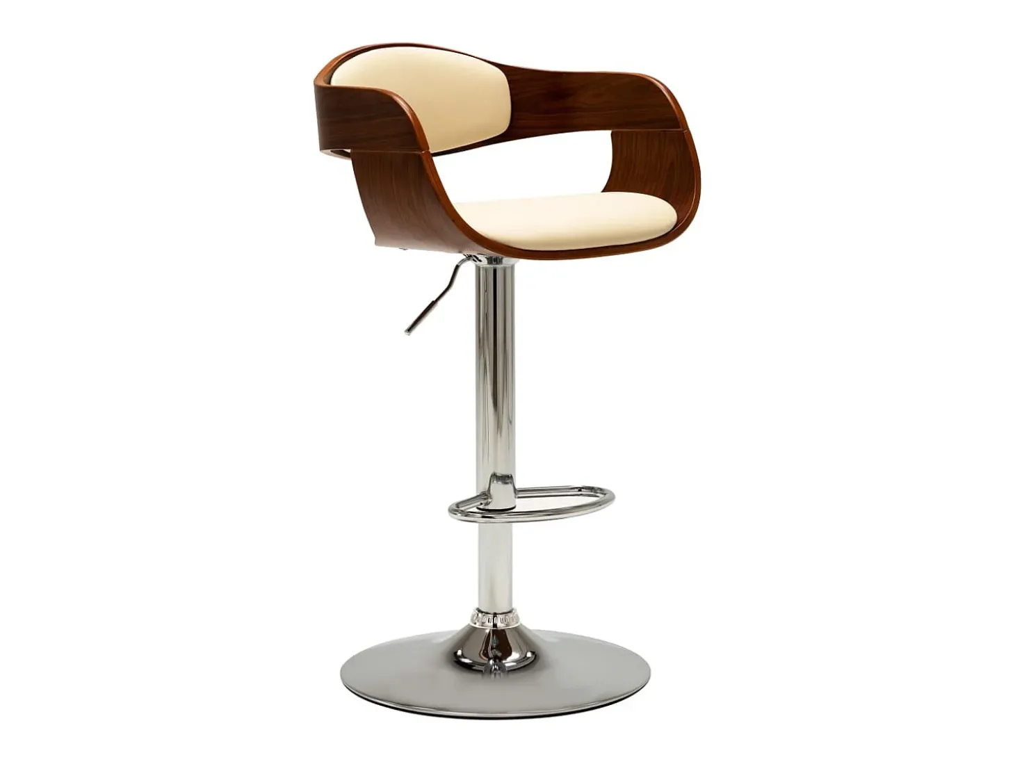 Juego de 2 Taburetes de cocina madera curvada cuero sintético crema ES38158