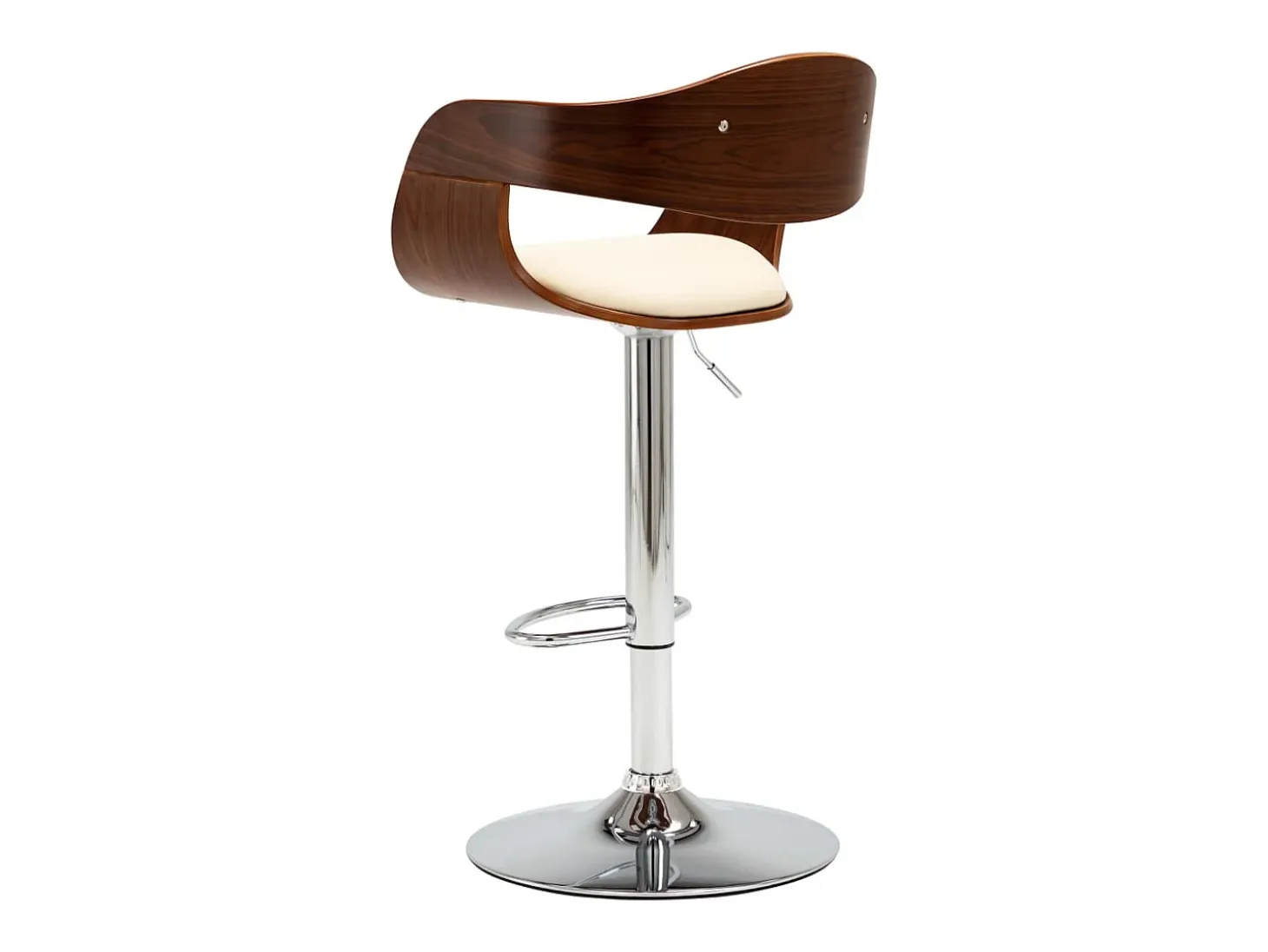 Juego de 2 Taburetes de cocina madera curvada cuero sintético crema ES38158