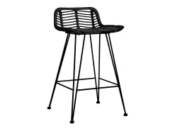 Juego de 2 Taburetes de cocina ratán negro ES59955