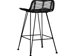Juego de 2 Taburetes de cocina ratán negro ES59955