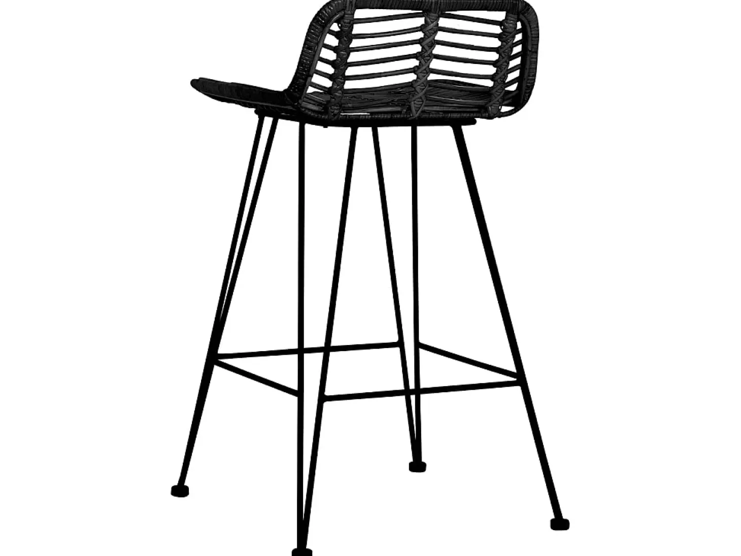 Juego de 2 Taburetes de cocina ratán negro ES59955