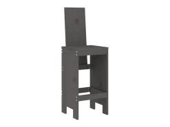 Juego de 2 Taburetes de cocina madera maciza pino gris 40x42x120 cm ES45509