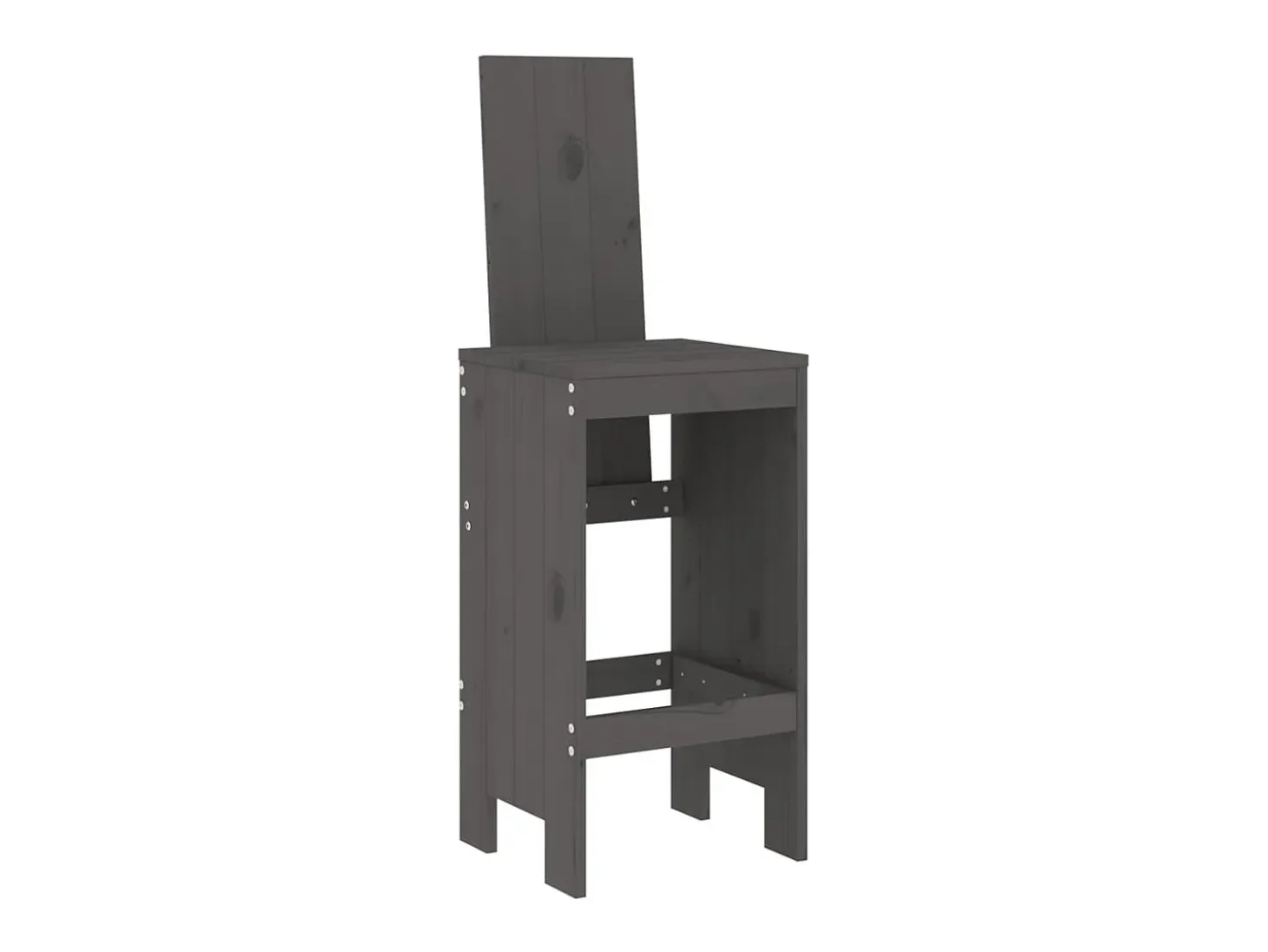 Juego de 2 Taburetes de cocina madera maciza pino gris 40x42x120 cm ES45509