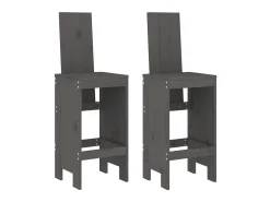 Juego de 2 Taburetes de cocina madera maciza pino gris 40x42x120 cm ES45509