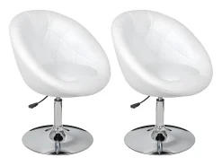 Juego de 2 Taburetes de cocina cuero sintético blanco ES25367