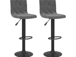 Juego de 2 Taburetes de cocina terciopelo gris oscuro ES68454