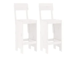 Juego de 2 Taburetes de cocina madera pino blanco 40x48,5x115,5 cm ES62822