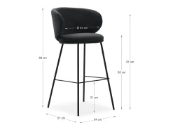 Juego de 2 taburetes de tela con patas largas de metal 54x51 h88 cm