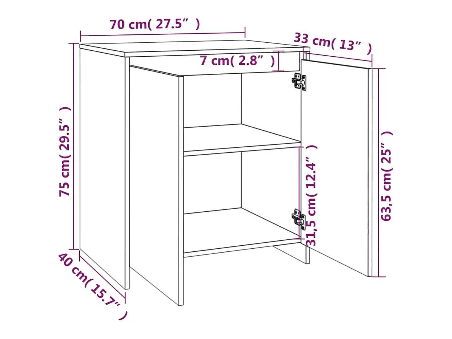Juego de aparador de 3 piezas, madera de ingeniería blanca