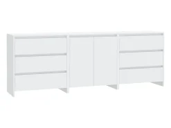 Juego de aparador de 3 piezas, madera de ingeniería blanca