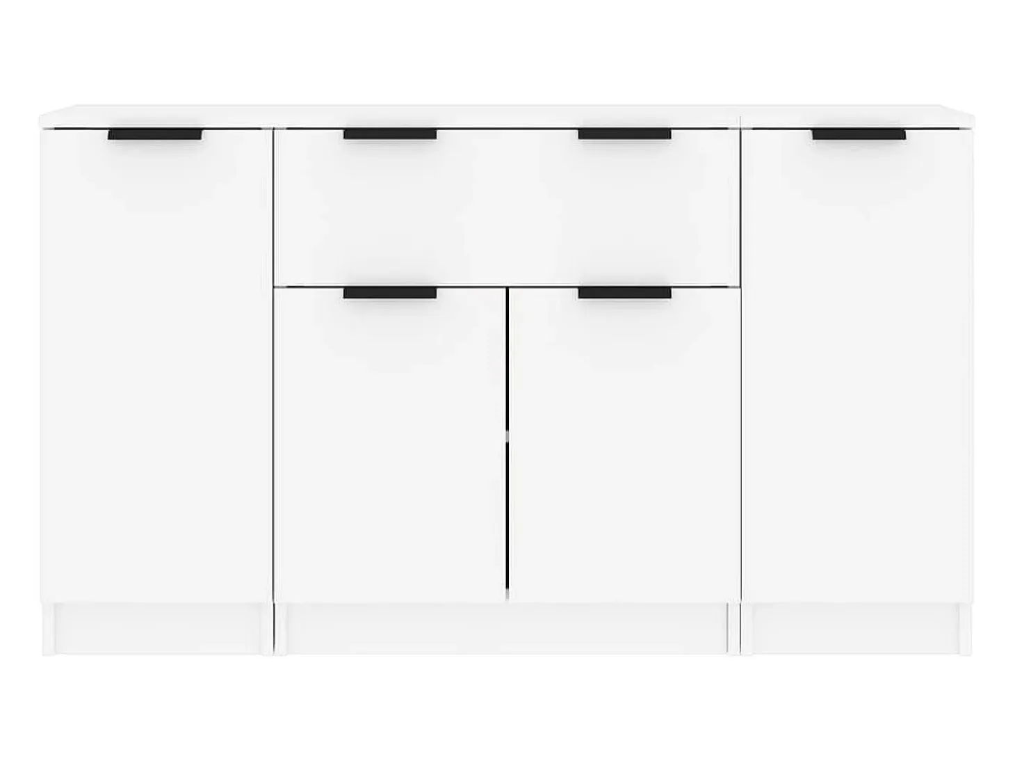 Juego de aparador de 3 piezas, madera de ingeniería blanca