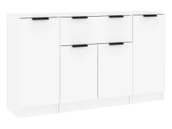 Juego de aparador de 3 piezas, madera de ingeniería blanca