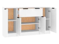 Juego de aparador de 3 piezas, madera de ingeniería blanca