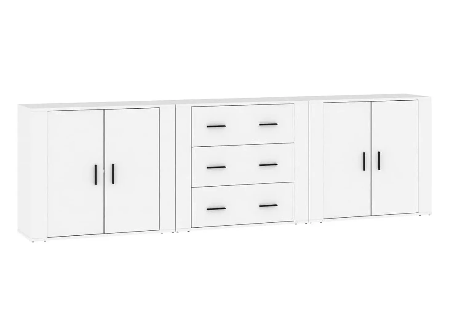 Juego de aparador de 3 piezas, madera de ingeniería blanca