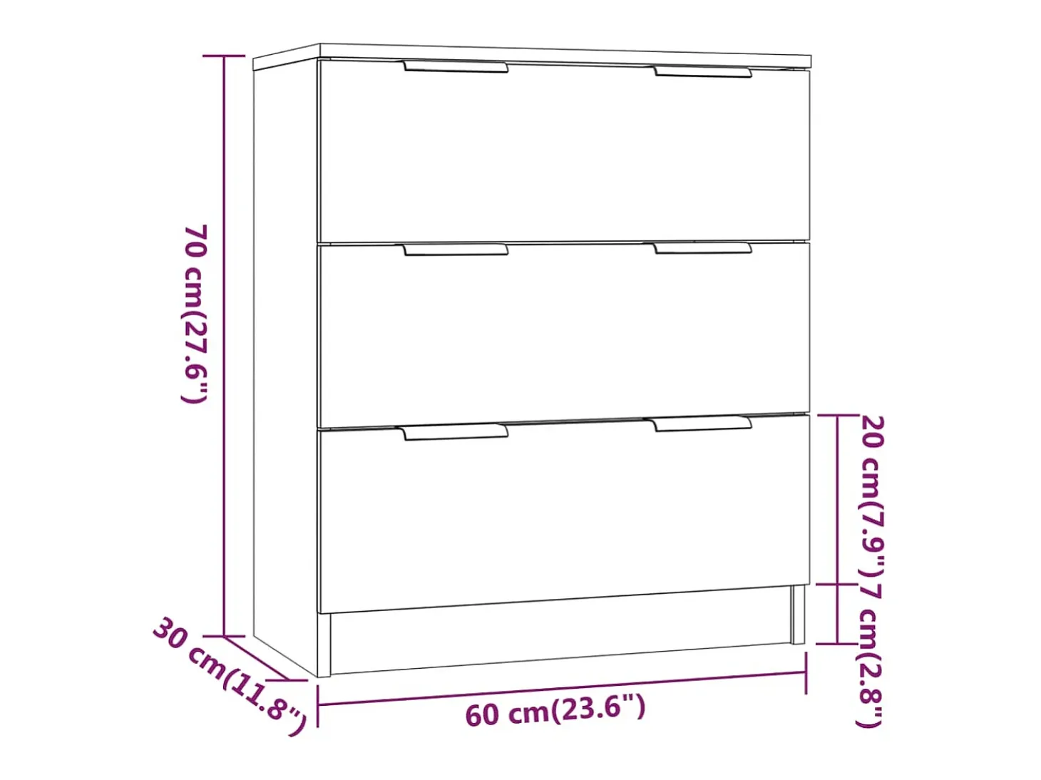 Juego de aparador de 3 piezas, madera de ingeniería blanca