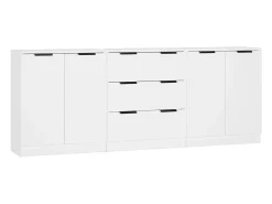 Juego de aparador de 3 piezas, madera de ingeniería blanca