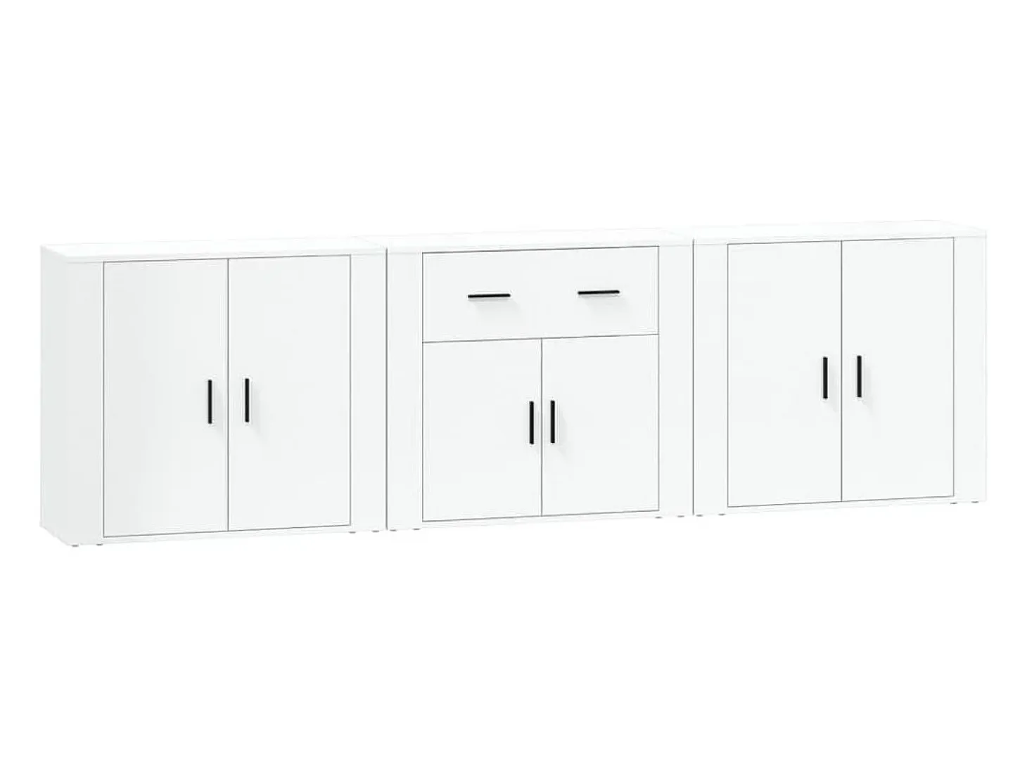 Juego de aparador de 3 piezas, madera de ingeniería blanca