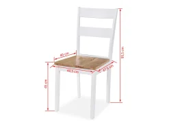 Juego de comedor de MDF y madera de caucho 5 piezas blanco