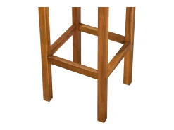 Juego de dos taburetes de bar de diseño asiento de silla madera maciza de acacia 1202048