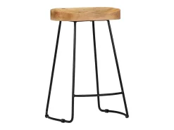 Juego de dos taburetes de bar de diseño asiento de silla madera maciza de mango 1202102