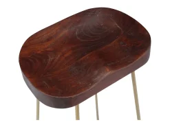 Juego de dos taburetes de bar de diseño asiento de silla madera maciza de mango 1202077