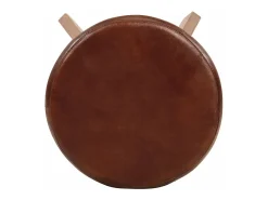 Juego de dos taburetes de bar de diseño asiento de silla madera de acacia piel auténtica 1202112