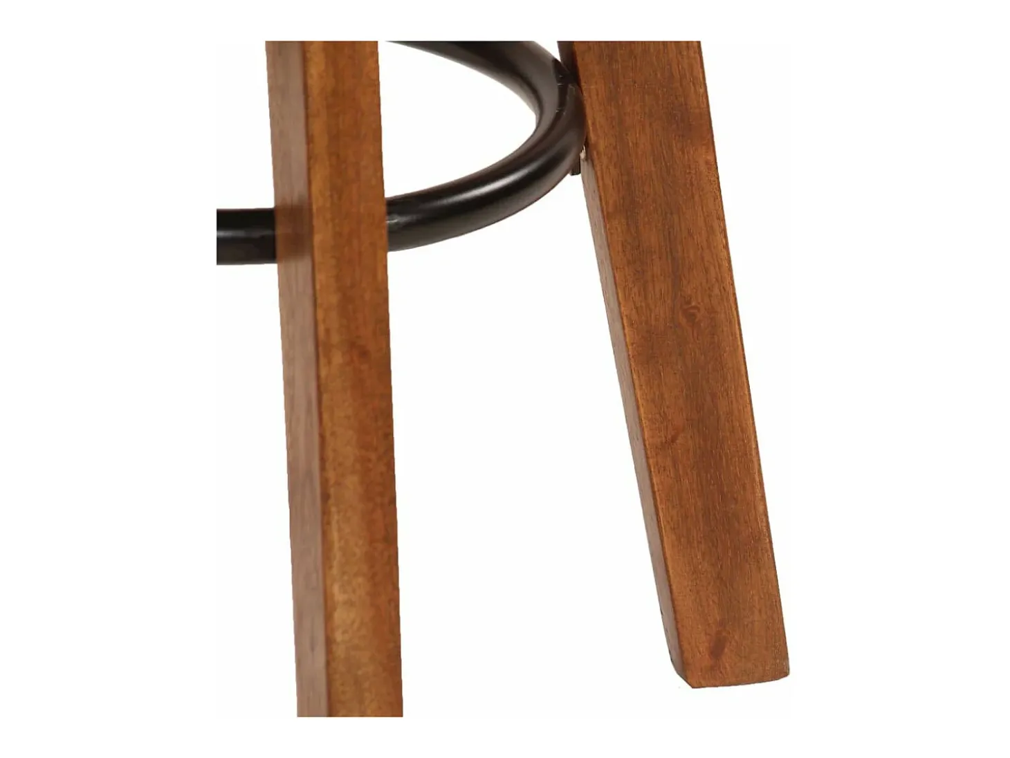 Juego de dos taburetes de bar de diseño asiento de silla madera de acacia piel auténtica 1202112