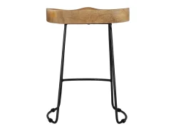 Juego de dos taburetes de bar de diseño asiento de silla madera maciza de mango 1202098
