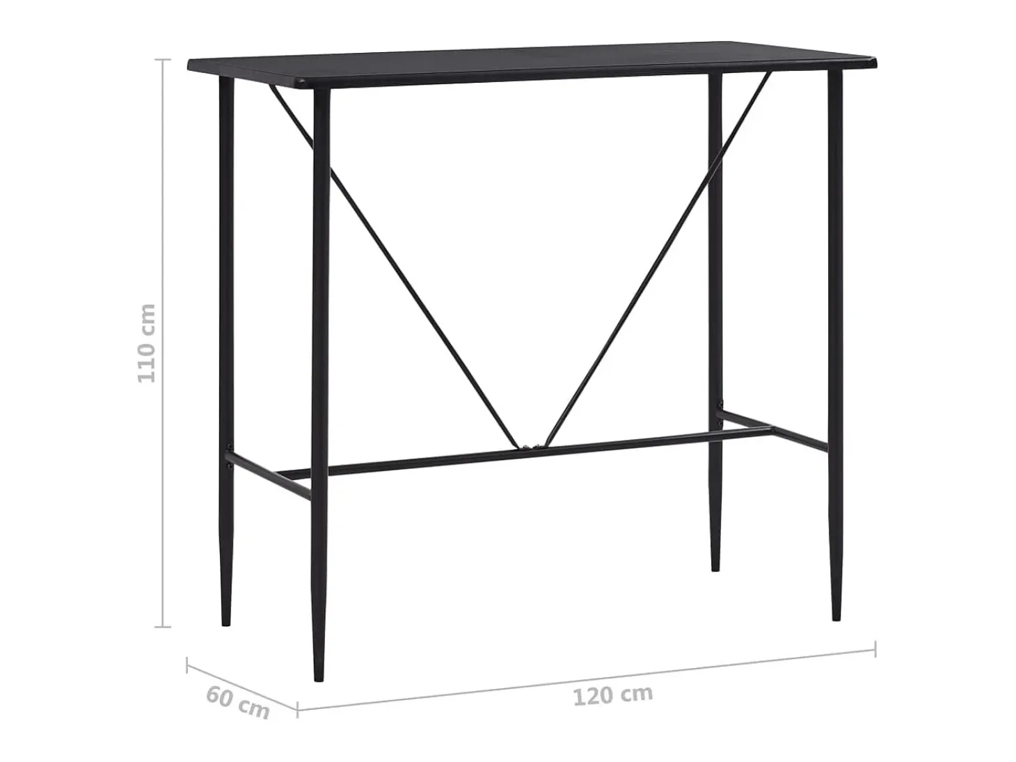 Juego de mesa alta y taburetes 5 piezas tela negra