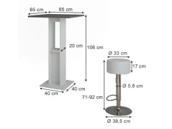 Juego de mesa de bar blanco/antracita 65x65x106 repose