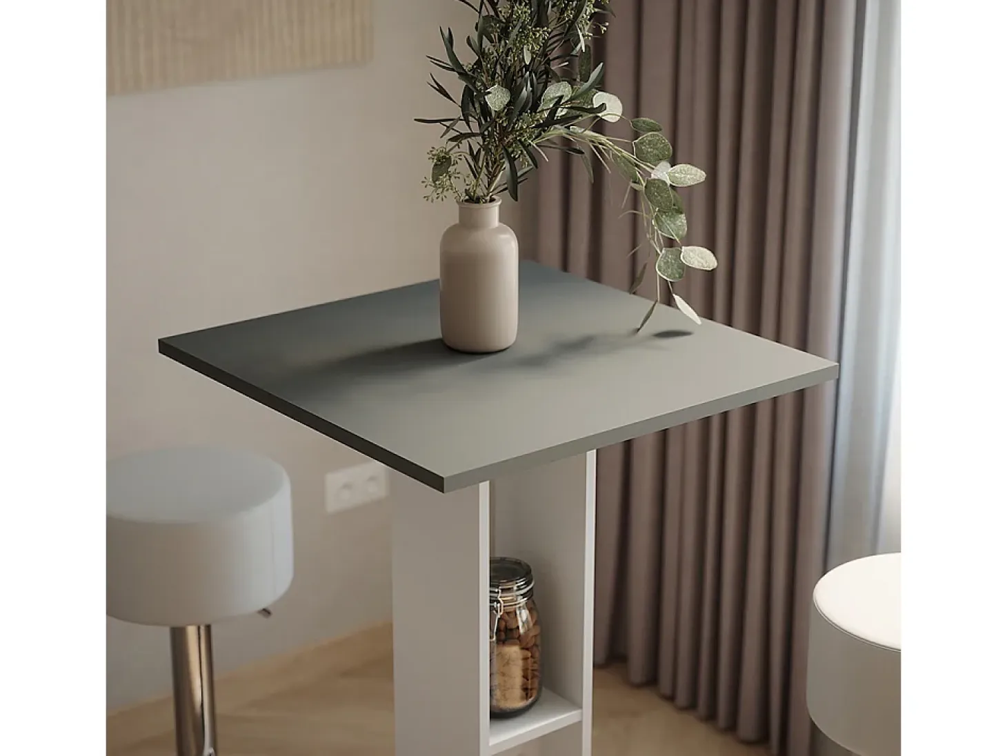 Juego de mesa de bar blanco/antracita 65x65x106 repose