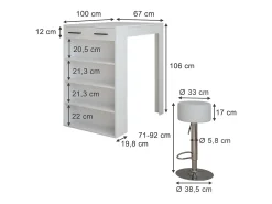 Juego de mesa de bar blanco 67x100x106 repose