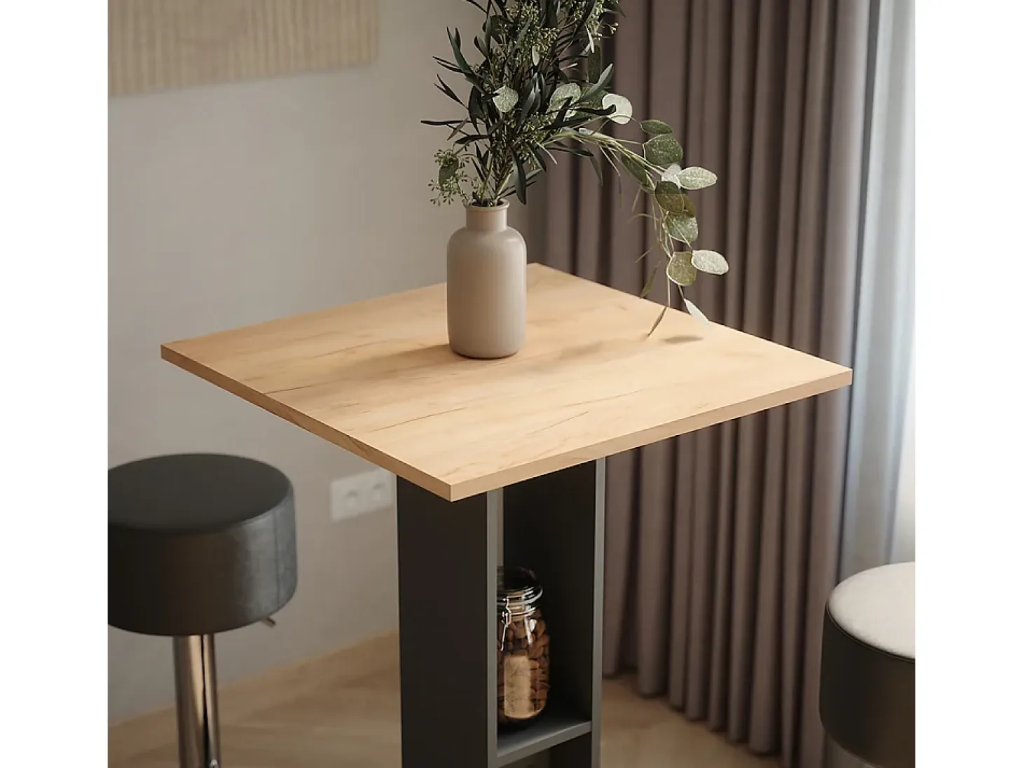 Juego de mesa de bar oro power roble/antracita 65x65x106 repose