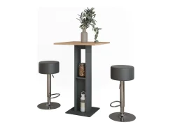 Juego de mesa de bar oro power roble/antracita 65x65x106 repose