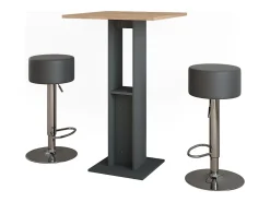 Juego de mesa de bar oro power roble/antracita 65x65x106 repose