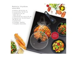 Juego de utensilios de cocina ART & CUISINE AC1824 - 18 piezas antiadherentes para todo tipo de cocinas, incluyendo inducción