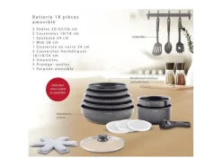 Juego de utensilios de cocina ART & CUISINE AC1824 - 18 piezas antiadherentes para todo tipo de cocinas, incluyendo inducción