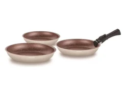 Juego de utensilios de cocina apto para todo tipo de cocinas, incluidas las de inducción: 3 sartenes (20-24-28 cm) + 1 mango ext