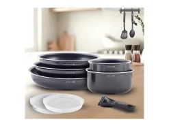 Juego de utensilios de cocina de aluminio Art & Cuisine AC1083 de 10 piezas - Compatible con todas las fuentes de calor, incluida la inducción - Negro